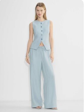 Wilfred Linen Regal Vest in Dew Blue size 6 NWT